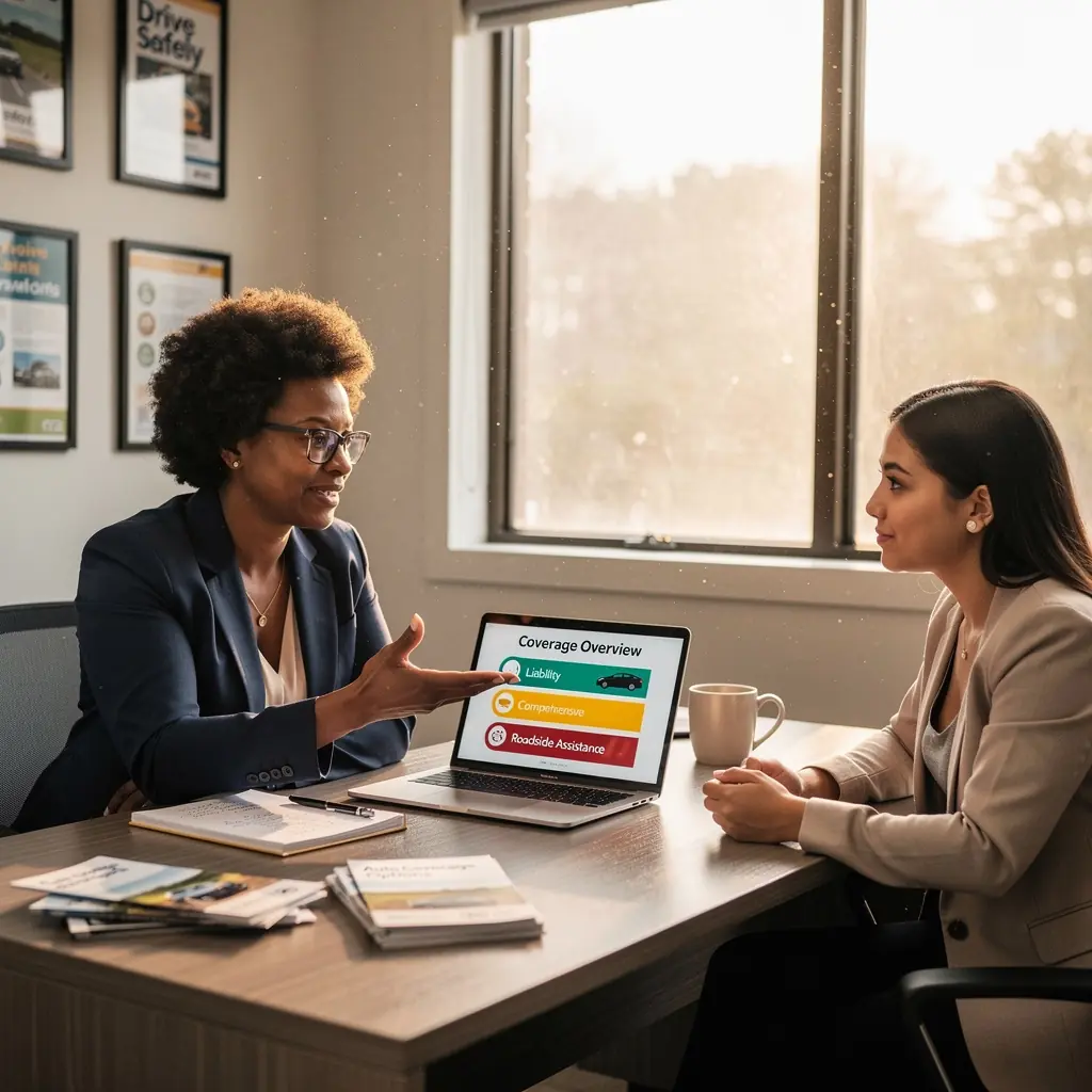 Zespół ekspertów ds. ubezpieczeń samochodowych omawiający opcje ochrony pojazdów.