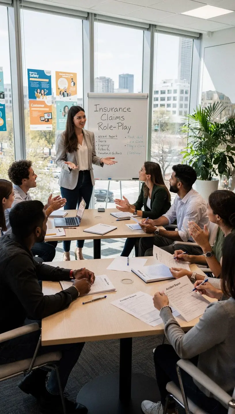 Zespół konsultantów ds. ubezpieczeń samochodowych dla seniorów w biurze