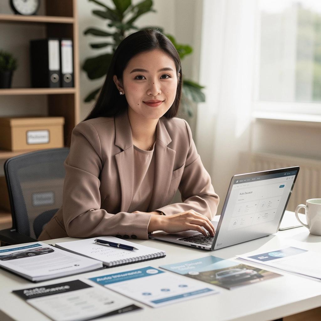 Kobieta rozmawiająca z agentem ubezpieczeniowym na temat ochrony samochodu